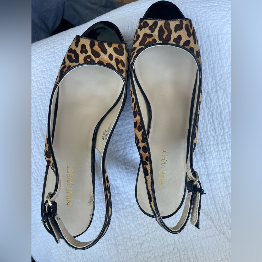 Nine West Womens New Cheetah Animal Print Y2K Slingback Heels 9W